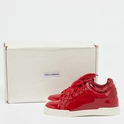 Dolce & Gabbana Red Patent Leather Low Top Sneakers Size 32