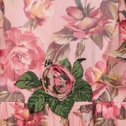 Dolce & Gabbana Pink Floral Print Silk Ruffled Dress 7/8 Yrs