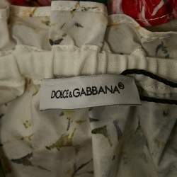 Dolce & Gabbana Kids White Floral Print Cotton Smocked Dress 4 Yrs