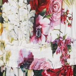 Pre Owned Dolce & Gabbana Kids Multicolor Floral Print Poplin Shirring Detail Dress 7/8 Yrs