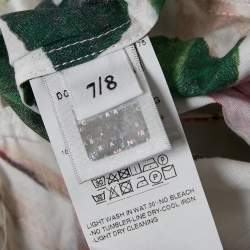 Pre Owned Dolce & Gabbana Kids Multicolor Floral Print Poplin Shirring Detail Dress 7/8 Yrs