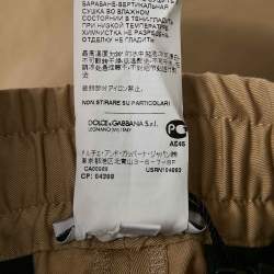 Pre Owned Dolce & Gabbana Kids Beige/Black Logo Applique Gabardine Trousers 7/8 Yrs