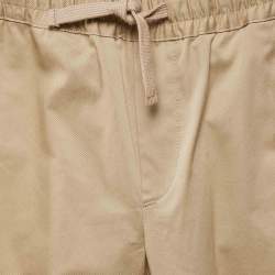Pre Owned Dolce & Gabbana Kids Beige/Black Logo Applique Gabardine Trousers 7/8 Yrs