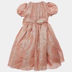 Dolce & Gabbana Kids Pink Lurex Bow Embellished Dress 5 Yrs 