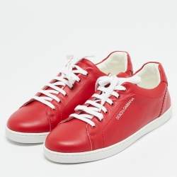 Dolce & Gabbana Red Leather Low Top Sneakers Size 35