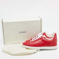 Dolce & Gabbana Red Leather Low Top Sneakers Size 35