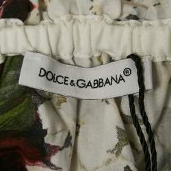 Dolce & Gabbana Kids White Floral Print Cotton Tiered Dress 4 Yrs