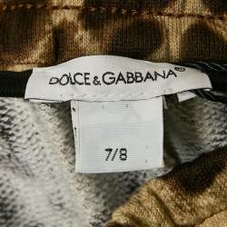 Dolce & Gabbana Kids Brown Leopard Print Cotton Track Pants 7/8 Yrs 