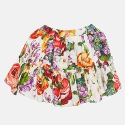 Pre Owned Dolce & Gabbana Kids Multicolor Floral Print Cotton Tiered Skirt 7/8 Yrs