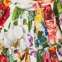 Pre Owned Dolce & Gabbana Kids Multicolor Floral Print Cotton Tiered Skirt 7/8 Yrs