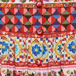 Pre Owned Dolce & Gabbana Multicolor Carretto Con Rose Print Cotton Flouce Dress 4 Yrs