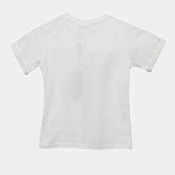 Pre Owned Dolce & Gabbana Kids White Floral Print Cotton Crew Neck T-Shirt 18 - 24 M