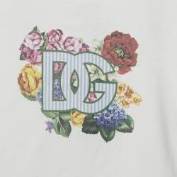 Pre Owned Dolce & Gabbana Kids White Floral Print Cotton Crew Neck T-Shirt 18 - 24 M