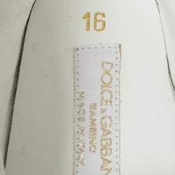 Pre Owned Dolce & Gabbana Pink/White Logo Print Leather Mid Top Sneakers Size 16