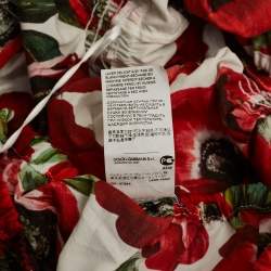 Pre Owned Dolce & Gabbana Kids Red Floral Print Poplin Tiered Dress 24-30M