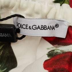 Pre Owned Dolce & Gabbana Kids Red Floral Print Poplin Tiered Dress 24-30M