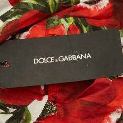 Pre Owned Dolce & Gabbana Kids Red Floral Print Poplin Tiered Dress 24-30M