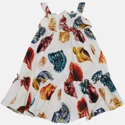 Pre Owned Dolce & Gabbana Kids White Sea Shell Print Poplin Dress Set 12-18M