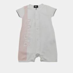 Pre Owned D&G Junior Logo Print White Jersey Romper 6/9 M