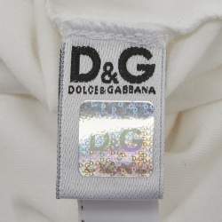 Pre Owned D&G Junior Logo Print White Jersey Romper 6/9 M