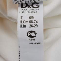 Pre Owned D&G Junior Logo Print White Jersey Romper 6/9 M