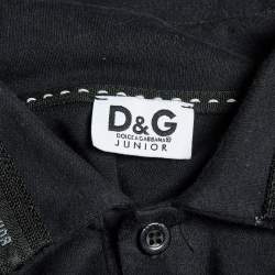 Pre Owned تي شيرت بولو قطن أسود بتفاصيل تطبيق D&G جونيور 12 سنة