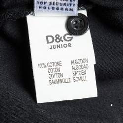 Pre Owned تي شيرت بولو قطن أسود بتفاصيل تطبيق D&G جونيور 12 سنة