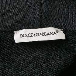 Pre Owned Dolce & Gabbana Kids Black Cotton Applique Detail Hooded Sweatshirt 9/10 Yrs