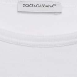 Pre Owned Dolce & Gabbana Kids White Logo Print Jersey T-Shirt 8/9Yrs 