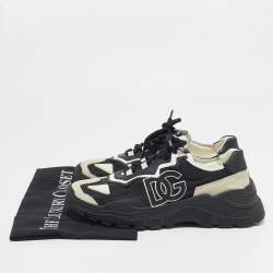Dolce & Gabbana Black/White Nylon and Suede Daymaster Lace Up Sneakers Size 37