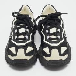 Dolce & Gabbana Black/White Nylon and Suede Daymaster Lace Up Sneakers Size 37