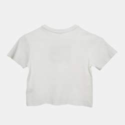 Pre Owned Dolce & Gabbana Kids White Logo Print Cotton Crew Neck T-Shirt 2 Yrs