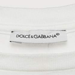Pre Owned Dolce & Gabbana Kids White Logo Print Cotton Crew Neck T-Shirt 2 Yrs