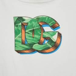 Pre Owned Dolce & Gabbana Kids White Logo Print Cotton Crew Neck T-Shirt 2 Yrs