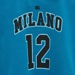 Pre Owned Dolce & Gabbana Kids Blue Printed Cotton T-Shirt 12-18 M