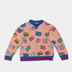 Dolce & Gabbana Pink Logo Print Knit Crew Neck Sweatshirt 18-24 M