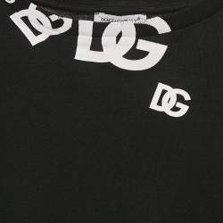 Pre Owned Dolce & Gabbana Kids Black Logo Print Crew Neck T-Shirt 6 Yrs