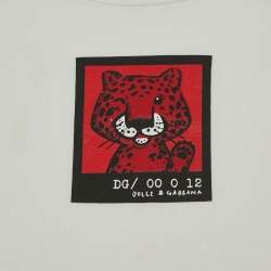 Pre Owned Dolce & Gabbana Kids White Printed Cotton Crew-Neck T-Shirt 18-24 M