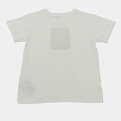 Pre Owned Dolce & Gabbana Kids White Printed Cotton Crew-Neck T-Shirt 18-24 M