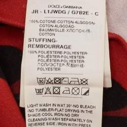 مملوكة مسبقًا تي شيرت دولشي أند غابانا أطفال قطن أحمر بنقشة حيوانات بأكمام طويلة 18-24 شهرًا