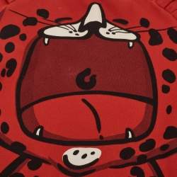 مملوكة مسبقًا تي شيرت دولشي أند غابانا أطفال قطن أحمر بنقشة حيوانات بأكمام طويلة 18-24 شهرًا