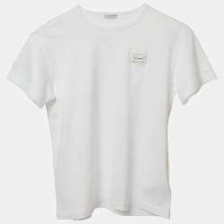 Pre Owned Dolce & Gabbana Kids White Cotton Logo Plaque Detail T-Shirt 9-10 Yrs