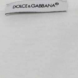 Pre Owned Dolce & Gabbana Kids White Logo Plaque Applique Jersey T-Shirt 7/8 Yrs 