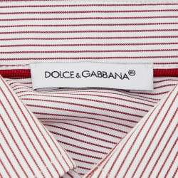 Pre Owned Dolce & Gabbana red Striped Cotton Button Front Shirt 3 years
