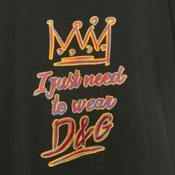 Pre Owned Dolce & Gabbana Kids Black Printed Crewneck T-Shirt 11/12 Yrs 