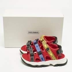 Pre Owned Dolce & Gabbana Red Mesh Trekking Sandals Size 29