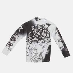 Pre Owned Dolce & Gabbana Kids White Printed Jersey High Neck T-shirt 6 Yrs