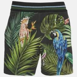 Pre Owned Dolce & Gabbana Kids Black Tropical Print Cotton Shorts 6Yrs