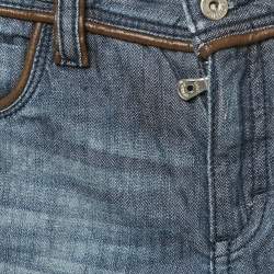 مملوكة مسبقًا جينز دولتشي آند غابانا جونيور أزرق دينيم بلوحة شعار بقصة ضيقة مقاس 6 سنوات خصر 22 بوصة