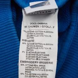 Pre Owned Dolce & Gabbana Blue Jersey Rubberized Logo Detail Hoodie and Pants Set 3-4 Yrs